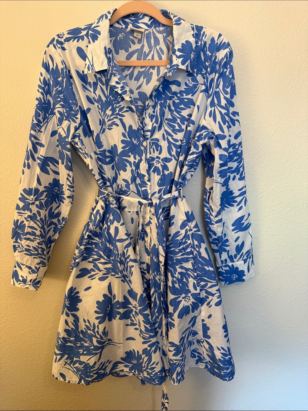 a new day Blue & White Floral Button-Up Dress
